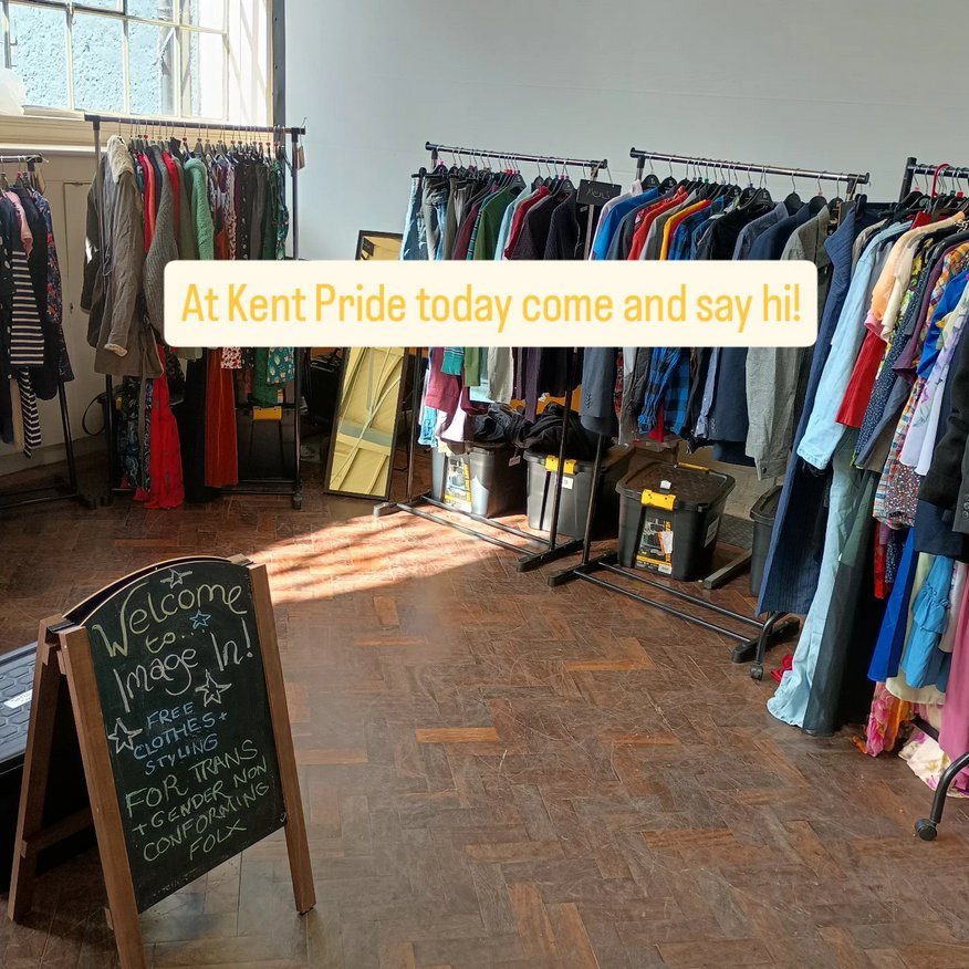 Image In at Kent Pride — clothing racks full of donated items