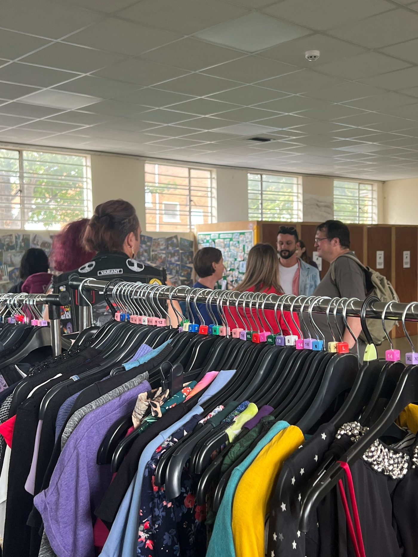 A colourful clothing rail at an Image In community event